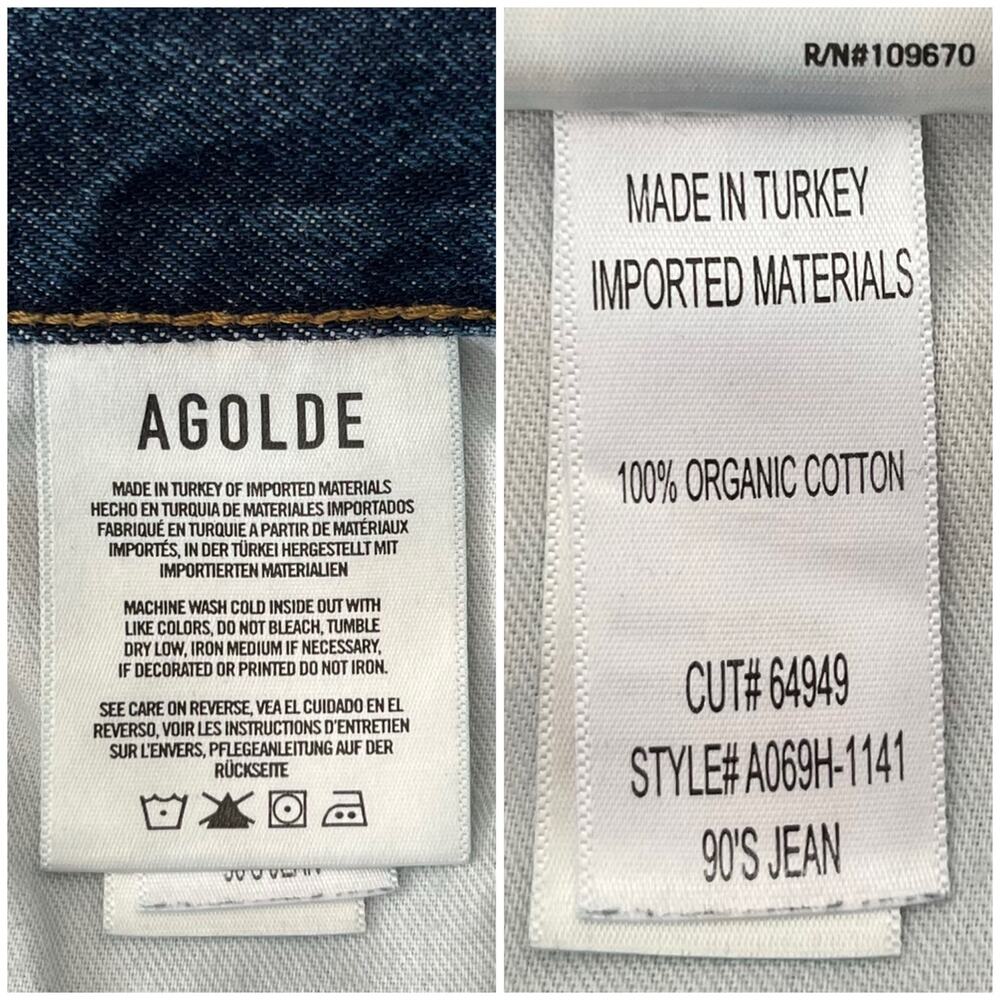 Agolde 90's Jean Size 32 Organic Cotton Straight Leg Button Fly Denim A069H-1141 - Picture 7 of 10